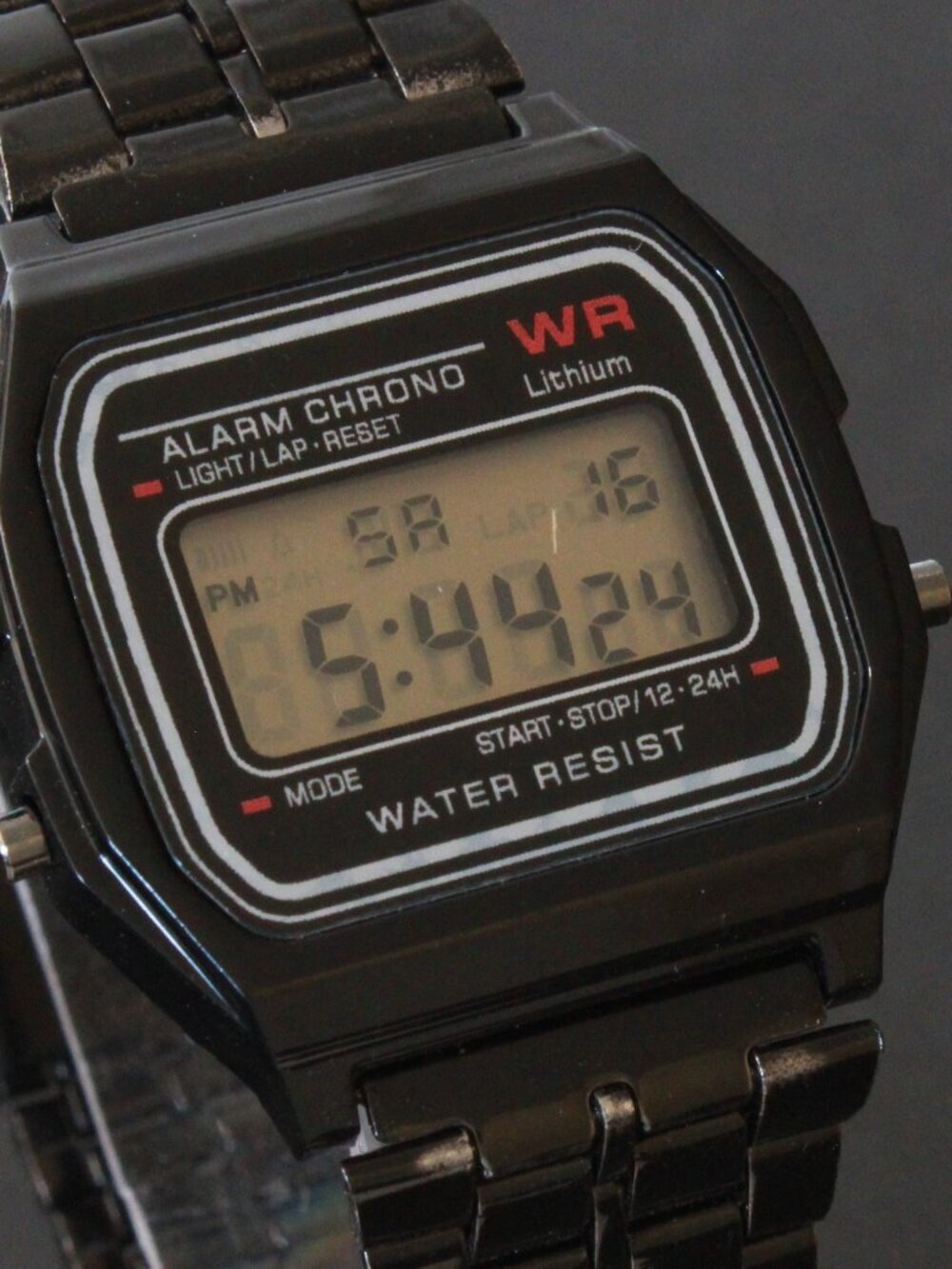 Retro Style Digital Watch Metal Case Bracelet Back light, Stopwatch, Day, Date - Picture 11 of 11